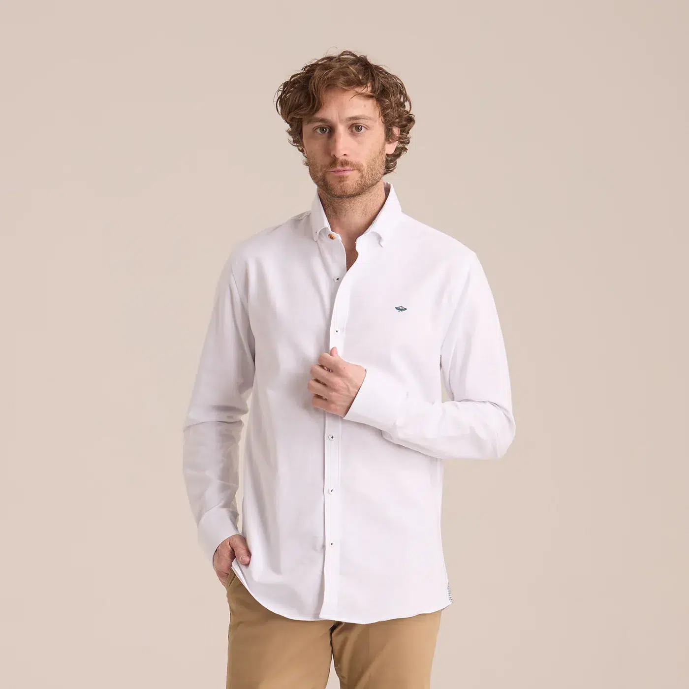 Camisa Blanca Manga Larga Para Hombre