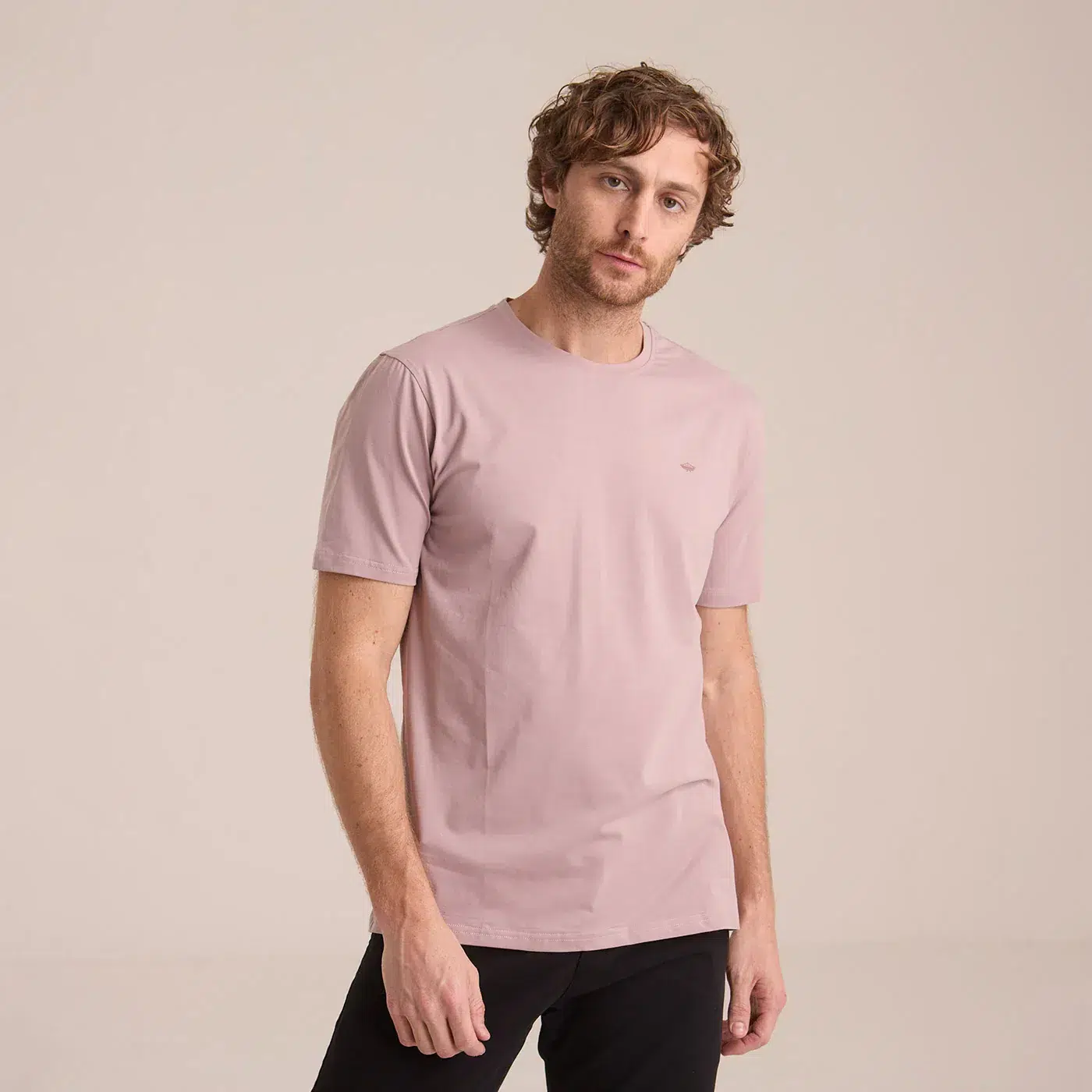 Playera Básica Porto Blanco de Hombre Café Claro Cuello Redondo