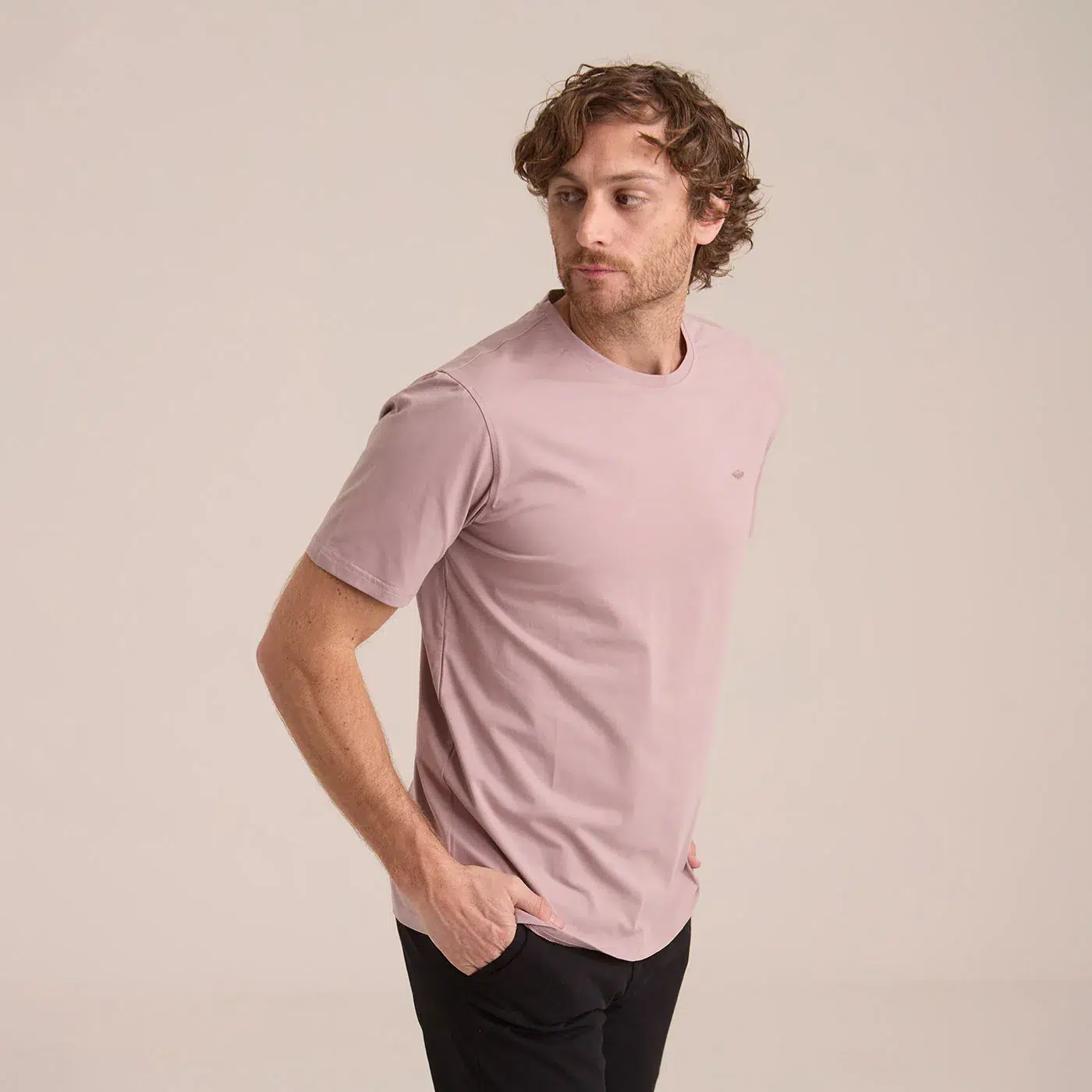 Playera Básica Porto Blanco de Hombre Café Claro Cuello Redondo - Imagen 2