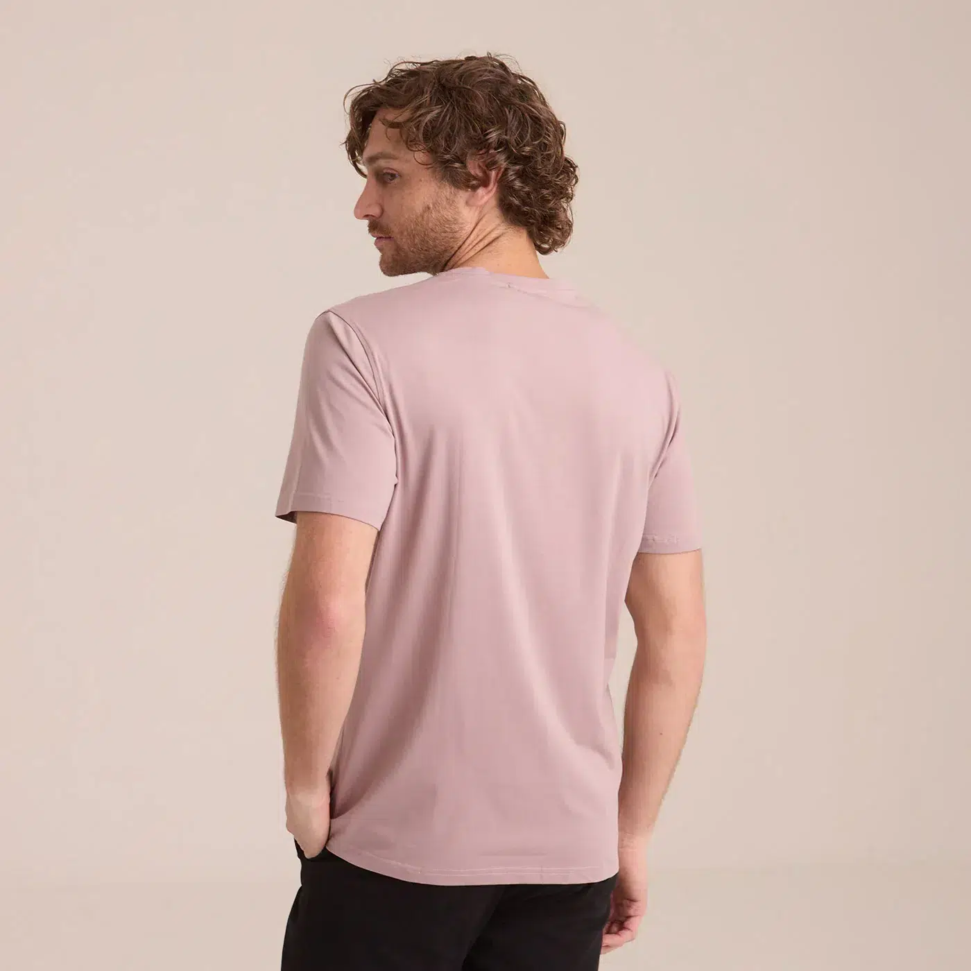 Playera Básica Porto Blanco de Hombre Café Claro Cuello Redondo - Imagen 3