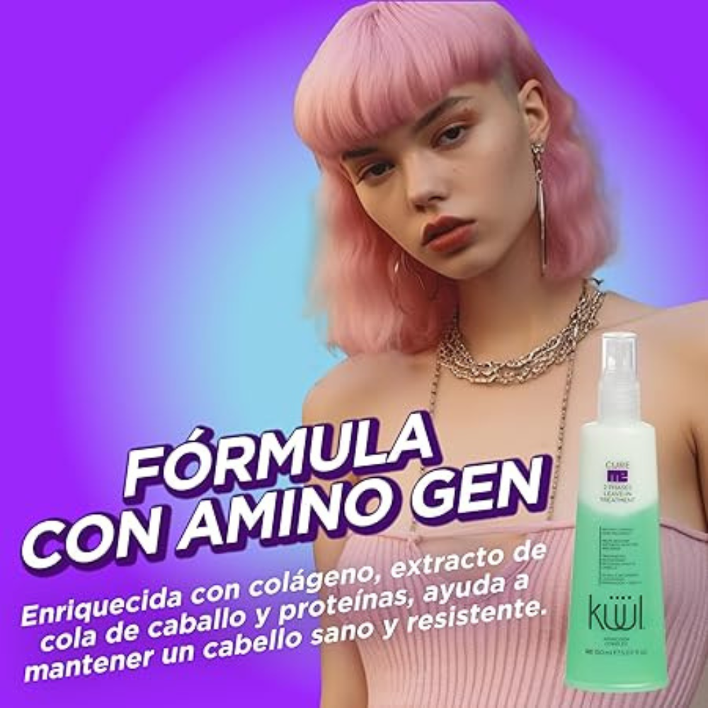 Tratamiento KÜÜL - Cure Me Hidratante 2 Fases 300 ml, para Cabello Maltratado, Devuelve Suavidad y Brillo (copia) - Imagen 4