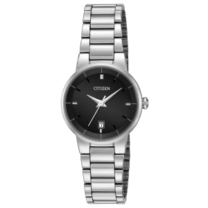 Reloj CITIZEN® para dama de cuarzo carátula negra y brazalete en acero inoxidable