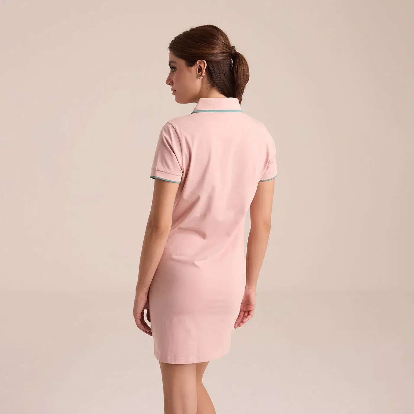 Vestido Polo Rosa Con Ribetes a Contraste Dama Algodón - Imagen 3