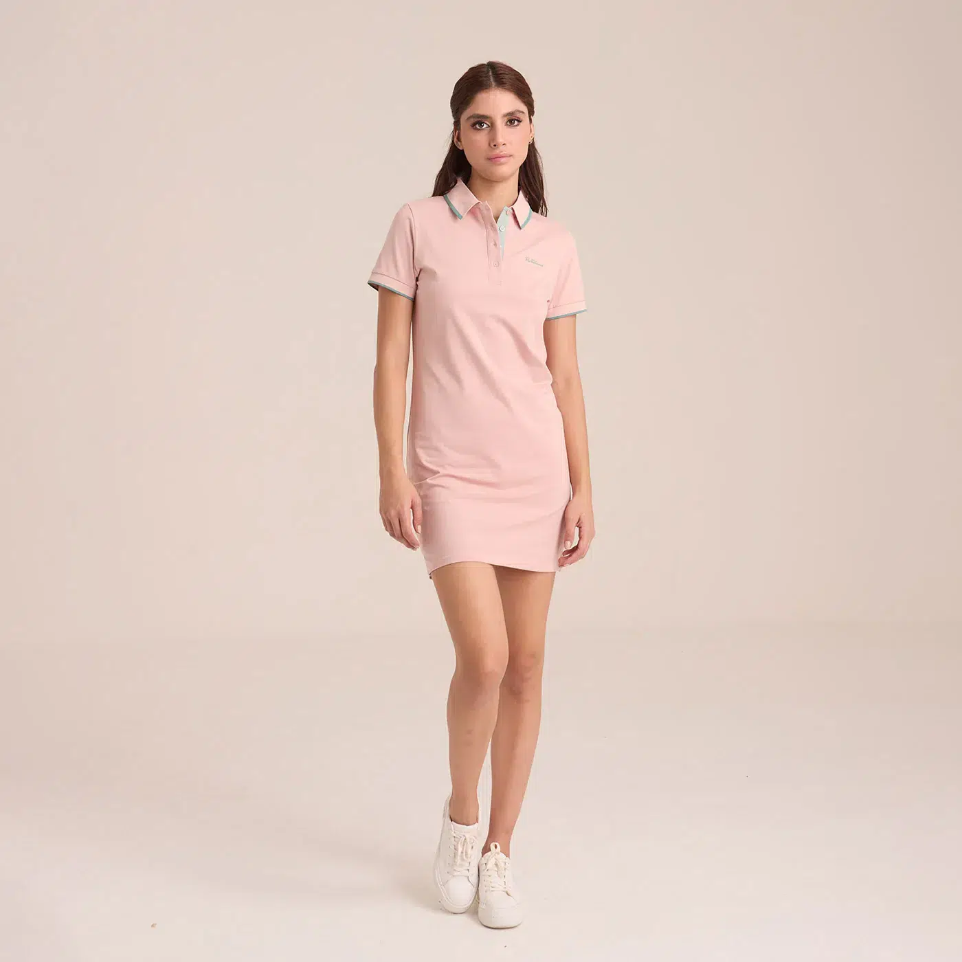 Vestido Polo Rosa Con Ribetes a Contraste Dama Algodón - Imagen 4