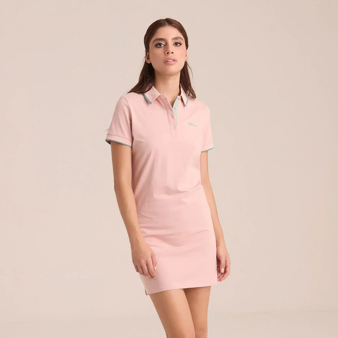 Vestido Polo Rosa Con Ribetes a Contraste Dama Algodón