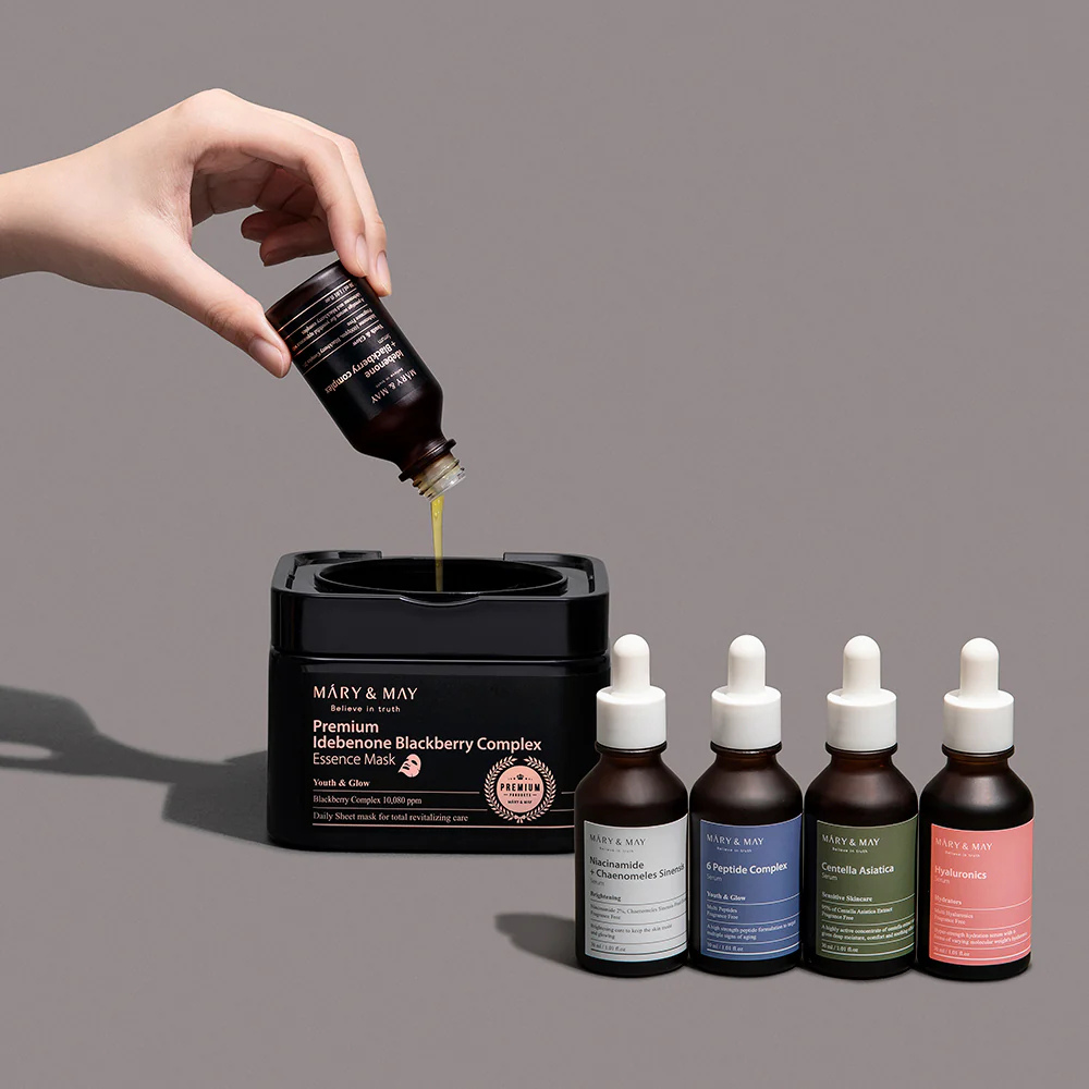 Mary&May Premium Idebenone Blackberry Complex Essence Mask 20 pza - Imagen 3